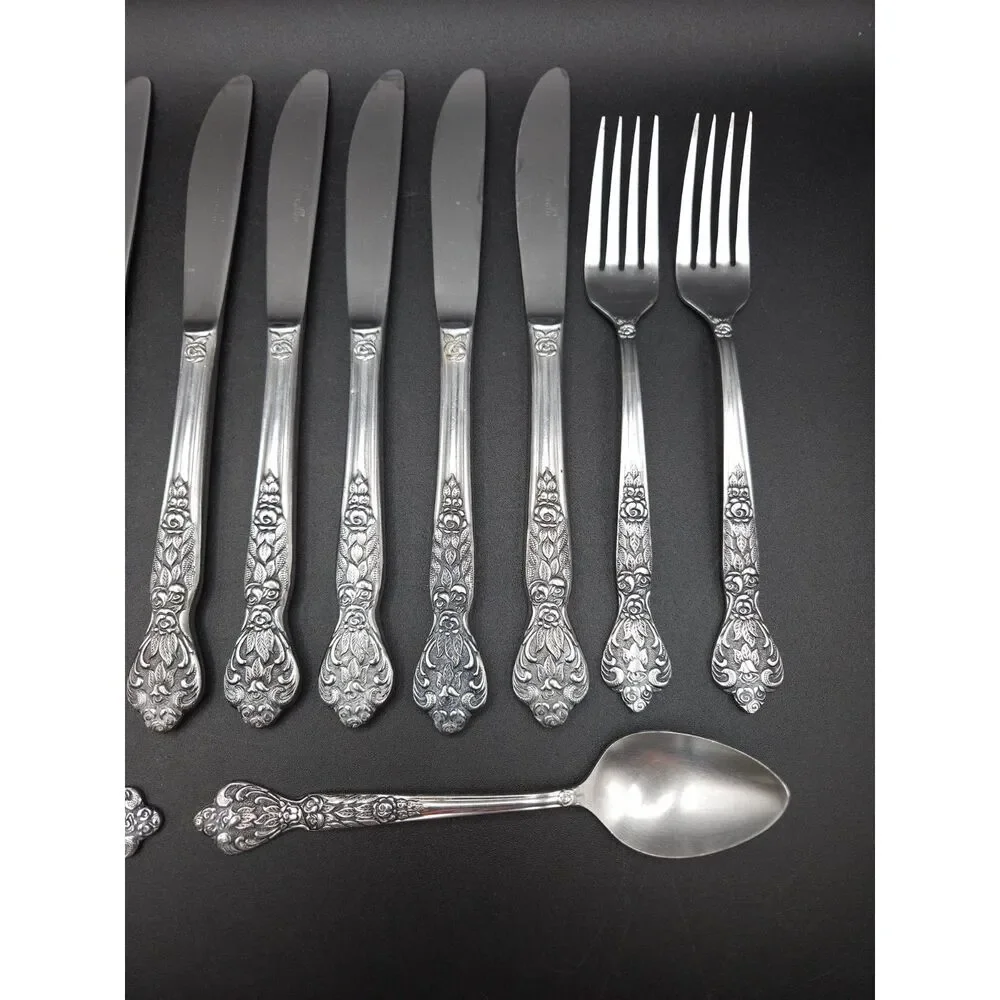 Versailles by MSI Japan Stainless Steel Flatware Roses Floral Mixed set of 14